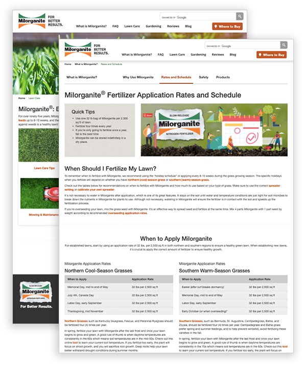Milorganite nitrogen fertilizer - multiple interior web design