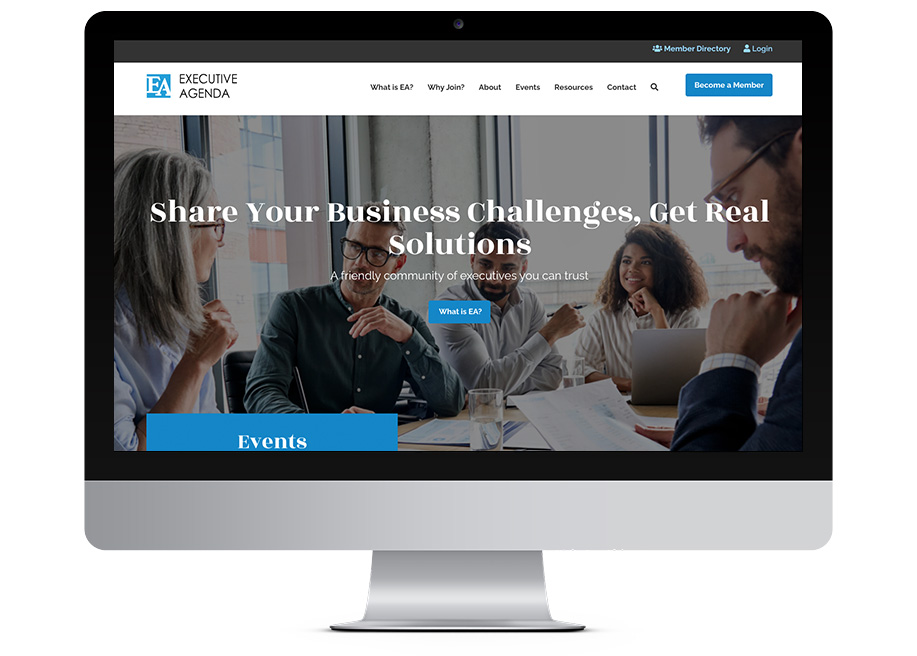Executive Agenda website home on a desktop