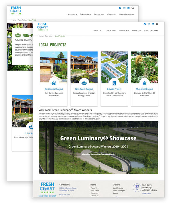 Fresh Coast Guardians - multiple interior page website design