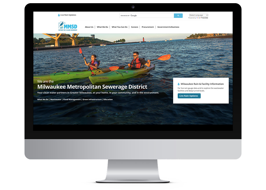 MMSD Milwaukee Metropolitan Sewerage District - homepage website design